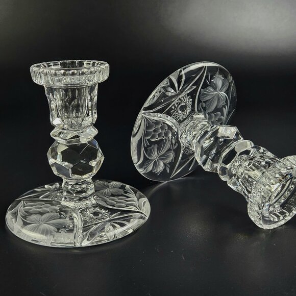 Vintage - Set of 2 - Stunning Crystal Candlestick Holder - Picture 5 of 9